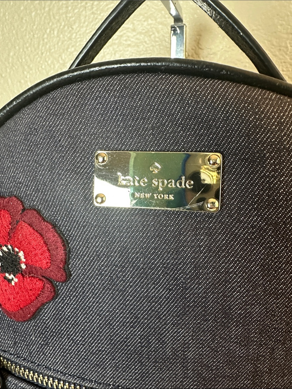Like NEW Kate spade Grove Street Denim Poppy Sammi Backpack - Picture 13 of 15